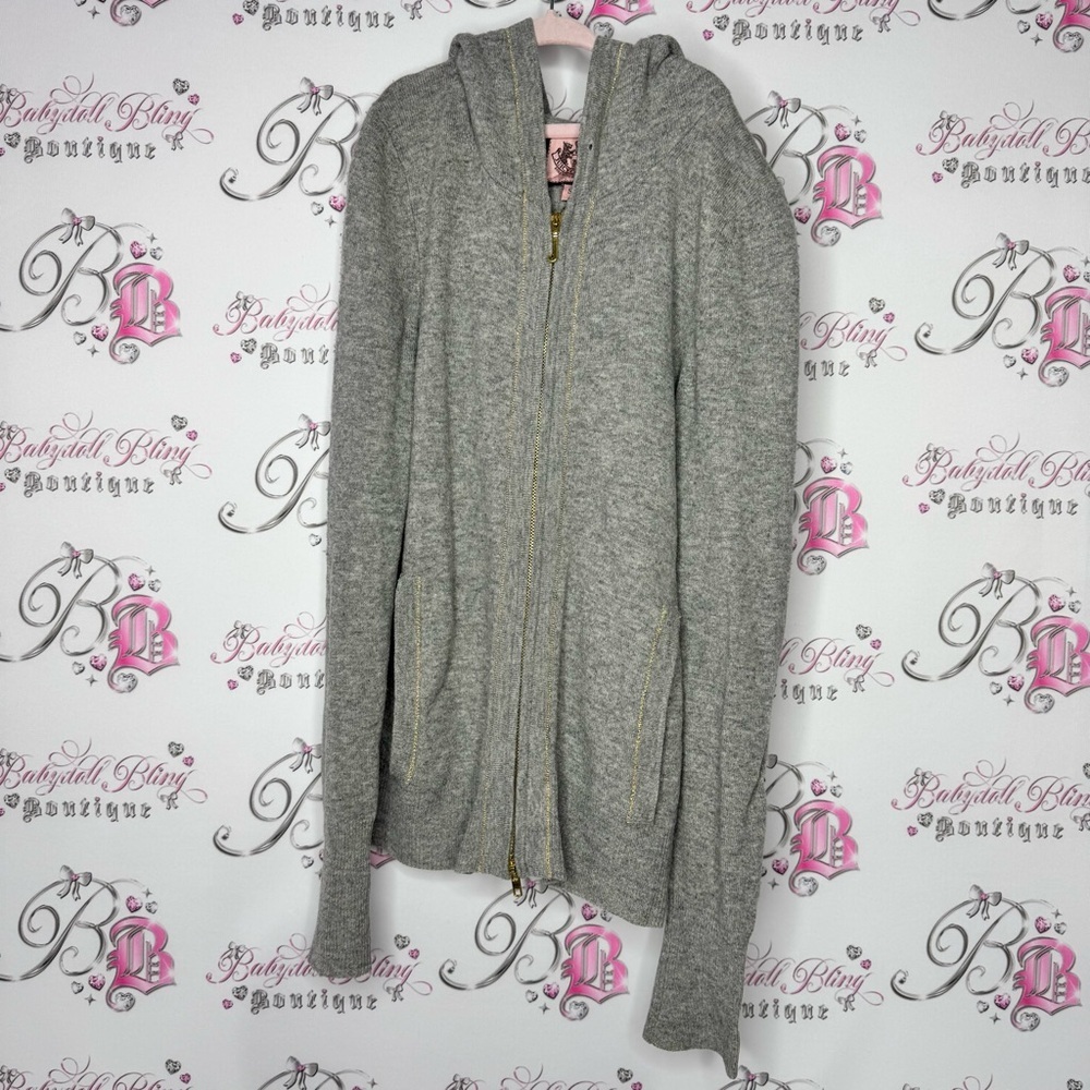 Juicy couture sweater zipper J gold thread and Gray Zip-Up Hoodie